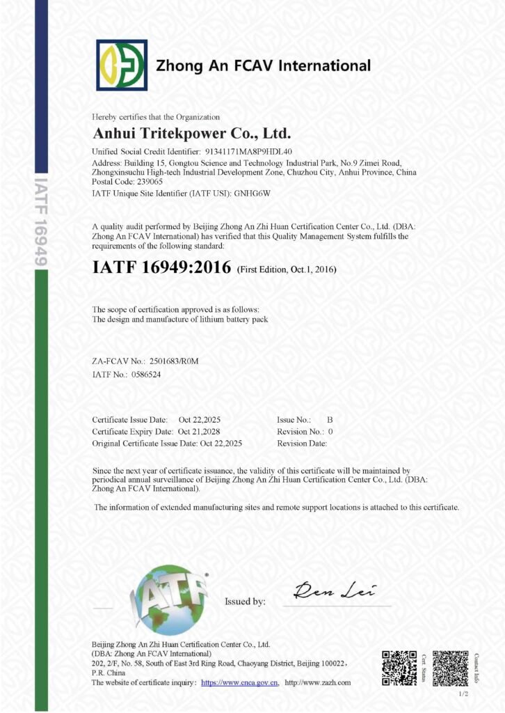 Tritek IATF 16949 certified