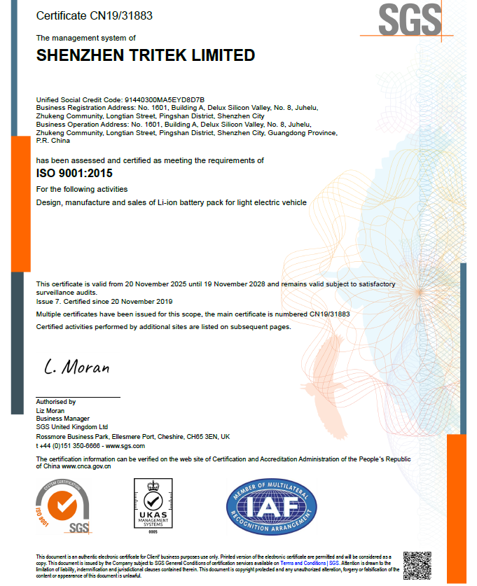 Tritek ISO 9001 certiifcation